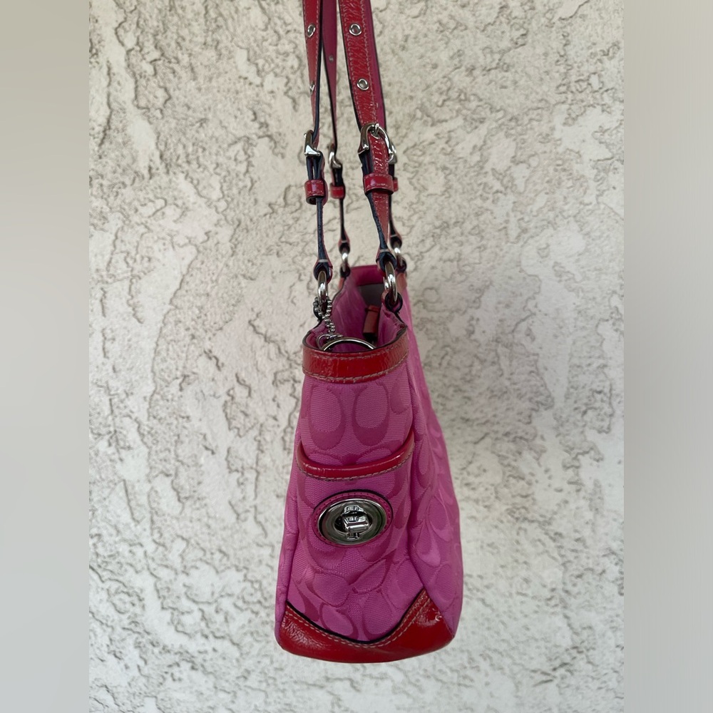 Coach Fuchsia Signature Shoulder Bag - Picture 11 of 16